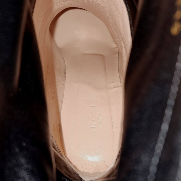 Gucci Black Leather Drawstring Stiletto Mid-Calf Boots 626719 Size 41 Italy - Picture 7 of 9